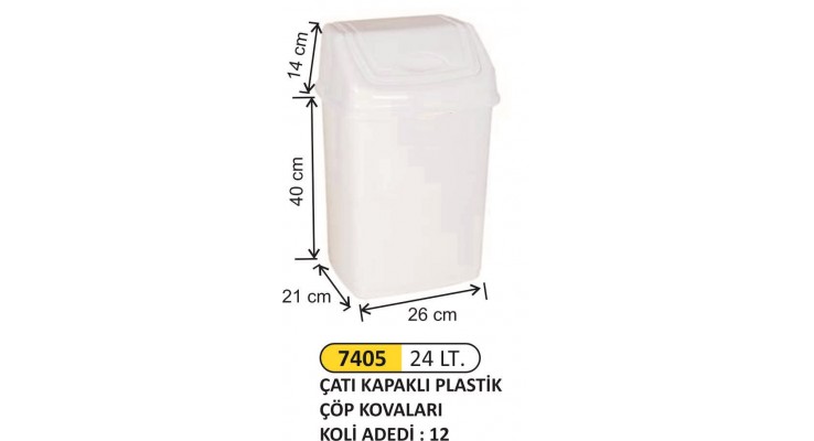  İTME KAPAKLI ÇÖP KOVASI PLASTİK 24 LT 7405