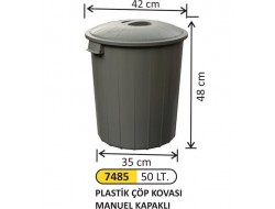 ÇÖP KOVASI PLASTİK KAPAKLI 50 LT 7485